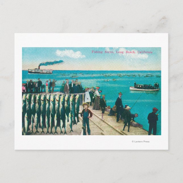 Cartão Postal Cena de pesca com uma enorme captura (Frente)