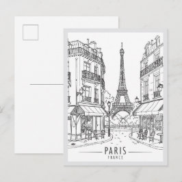 Cartão Postal Cena de ponto de referência desenhado à mão Paris 
