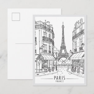Cartão Postal Cena de ponto de referência desenhado à mão Paris
