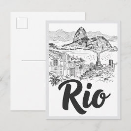Cartão Postal Cena de ponto turístico desenhado à mão Rio de Jan
