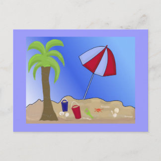 Cartão Postal Cena de Praia de Férias