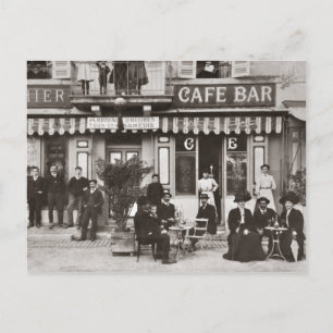 Cartão Postal Cena de rua de café francês bar