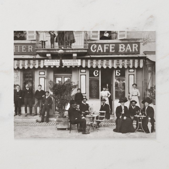Cartão Postal Cena de rua de café francês bar (Frente)