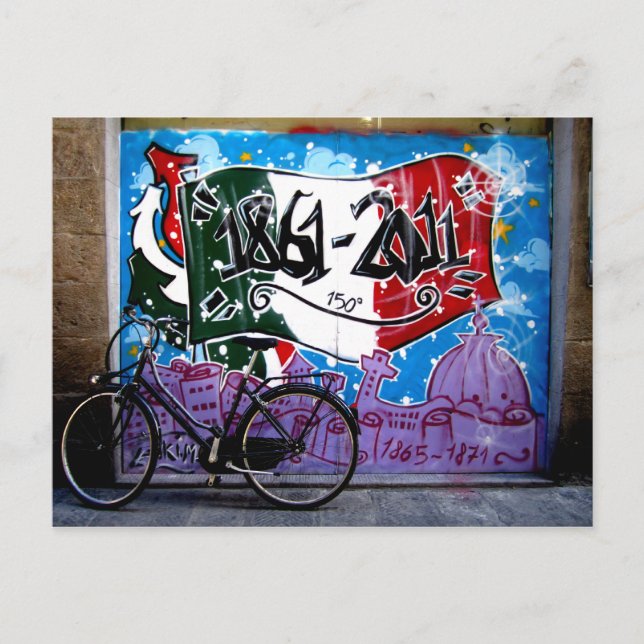 Cartão Postal cena de rua de grafite em Florença (Frente)