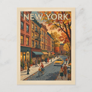 Cartão Postal Cena de Rua de Viagem Vintage de Nova York