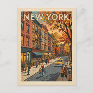 Cartão Postal Cena de Rua de Viagem Vintage de Nova York