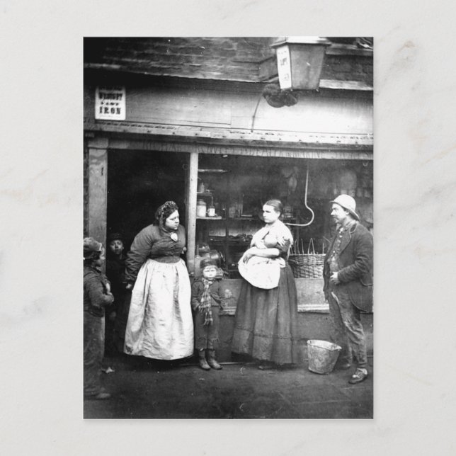 Cartão Postal Cena de rua em Londres Vitoriana (Frente)