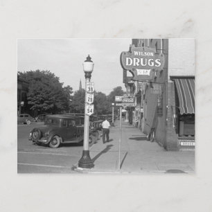 Cartão Postal Cena de Rua Urbana, Ohio, 1938