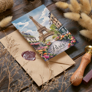 Cartão Postal Cena de sonho parisiense com Torre Eiffel