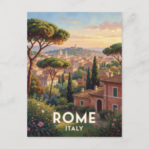 Cartão Postal Cena de Viagem Coliseu Roma Itália 🏛️