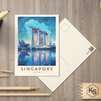Cena de viagem noturna em Marina Bay em Singapura