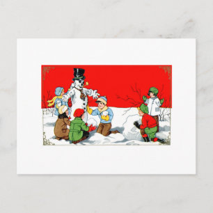 Cartão Postal cena de vintage snowman