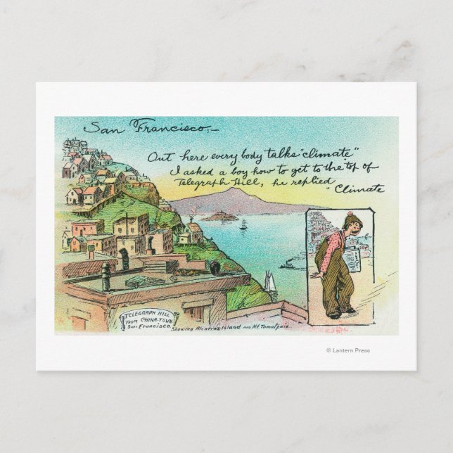 Cartão Postal Cena do Cartoon sobre o Clima (Frente)