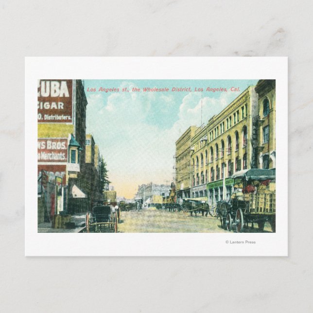 Cartão Postal Cena do Distrito Grossista na Rua Los Angeles (Frente)