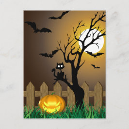 Cartão Postal Cena do Jardim do Assustador do Halloween