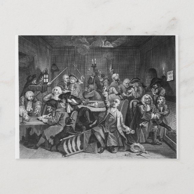 Cartão Postal Cena em uma casa de jogos (Frente)