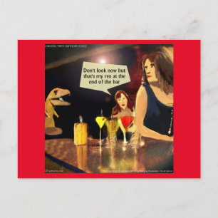 Cartão Postal Cena engraçada do T-Rex na Noite das Senhoras 