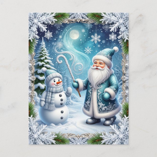 Cartão Postal Cena Festiva de Natal Nevada (Frente)
