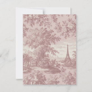 Cartão Postal Cena francesa Elegante de Toile Rosa de Jouy