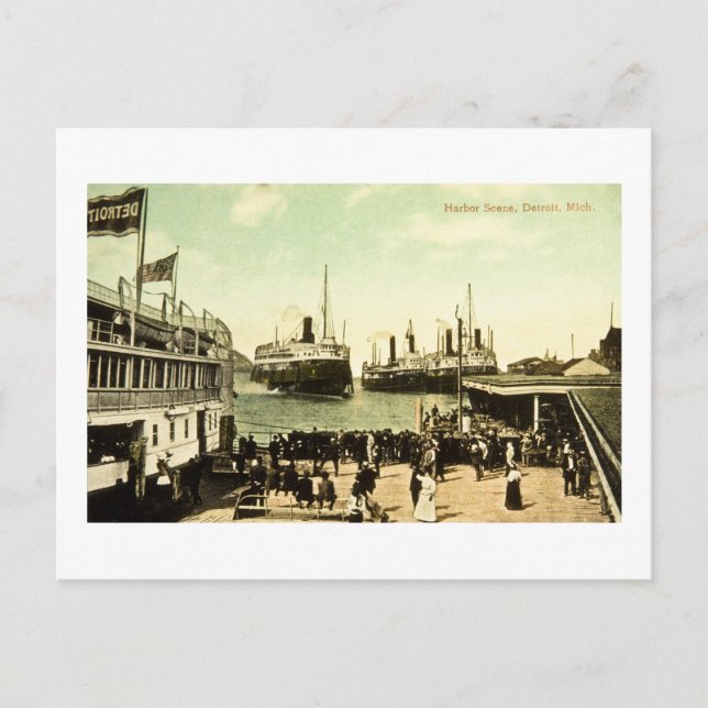 Cartão Postal Cena Harbor, Detroit, Michigan (Frente)
