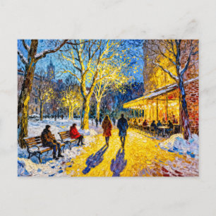 Cartão Postal Cena Impressionista de Parque Municipal no Inverno