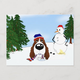 Cartão Postal Cena Inglesa do Springer Spaniel Winter