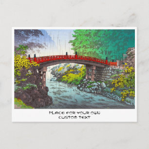 Cartão Postal cena japonesa Tsuchiya Koitsu Nikko Sacred Bridge