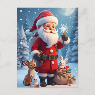 Cartão Postal 🎅 Cena Mágica de Natal com Floco de Neve ❄️Natal 