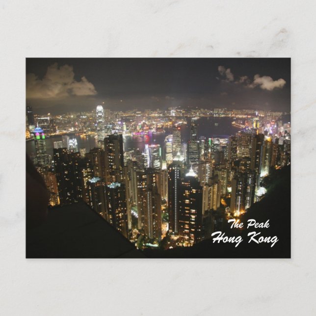 Cartão Postal Cena Noturna de Hong Kong, O Pico, Cartão-Postal (Frente)
