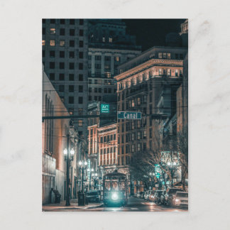 Cartão Postal Cena Noturna de NOLA do Carro da Rua na Canal Stre