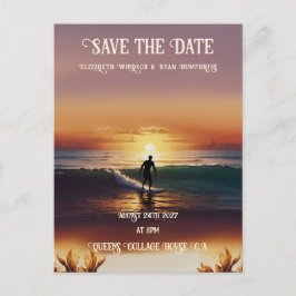 Cartão Postal Cena Romântica de Praia Sunset com Elegância Tropi