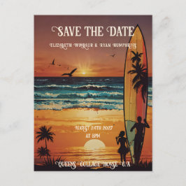Cartão Postal Cena Romântica de Praia Sunset com Elegância Tropi