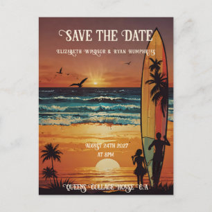 Cartão Postal Cena Romântica de Praia Sunset com Elegância Tropi