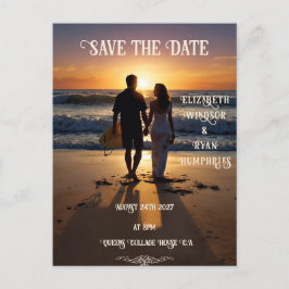 Cartão Postal Cena Romântica de Praia Sunset com Elegância Tropi