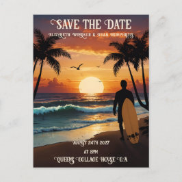 Cartão Postal Cena Romântica de Praia Sunset com Elegância Tropi
