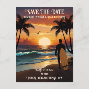 Cartão Postal Cena Romântica de Praia Sunset com Elegância Tropi