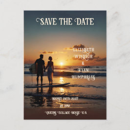 Cartão Postal Cena Romântica de Praia Sunset com Elegância Tropi