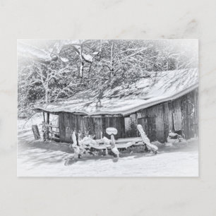 Cartão Postal Cena Rural de inverno, Barn & Rake   Tennessee