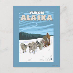 Cartão Postal Cena Sledding do cão - Yukon, Alaska