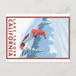 Cartão Postal Cena Snowboarder - Lago Tahoe, Califórnia
