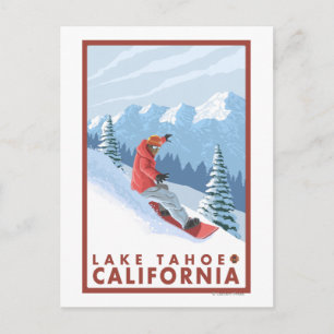 Cartão Postal Cena Snowboarder - Lago Tahoe, Califórnia