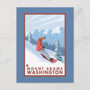 Cartão Postal Cena Snowboarder - Monte Adams, Washington