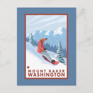 Cartão Postal Cena Snowboarder - Monte Baker, Washington