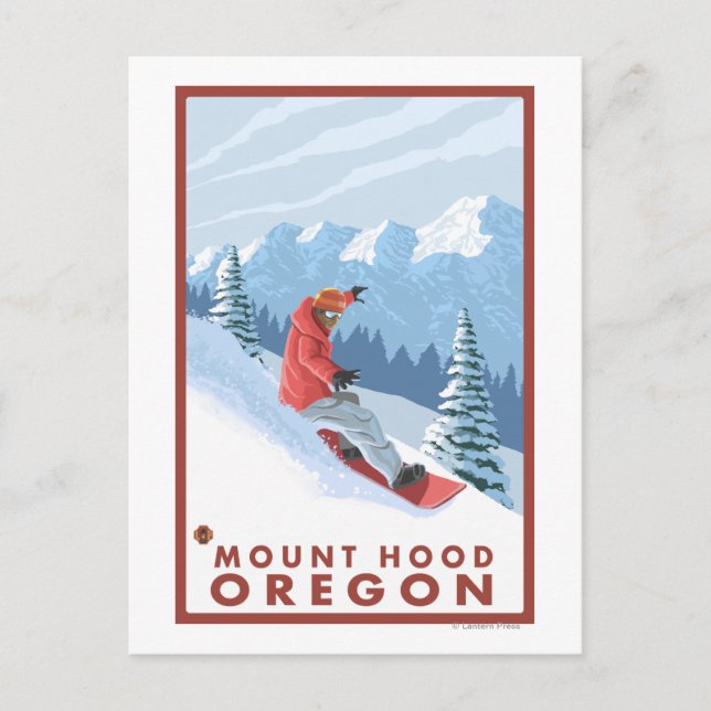 Cartão Postal Cena Snowboarder - Monte Hood, Oregon (Frente)