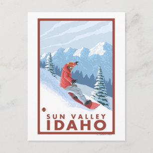 Cartão Postal Cena Snowboarder - Vale do Sol, Idaho