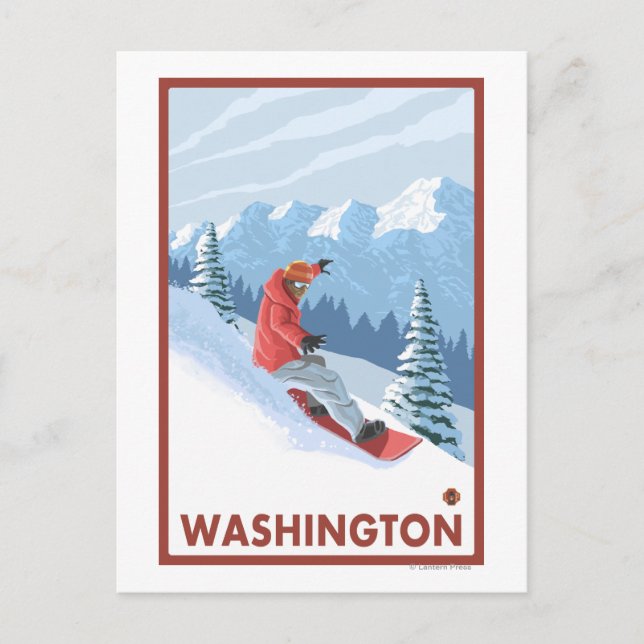 Cartão Postal Cena Snowboarder - Washington (Frente)