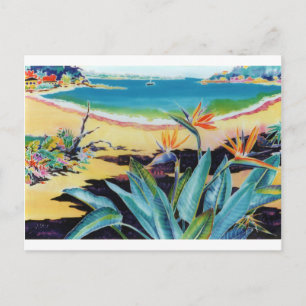 Cartão Postal Cena Tropical da Praia do Paraíso dos Pássaros