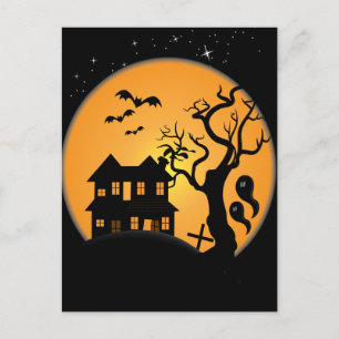 Cartão Postal cena vetorial de casa assombrada no halloween assu