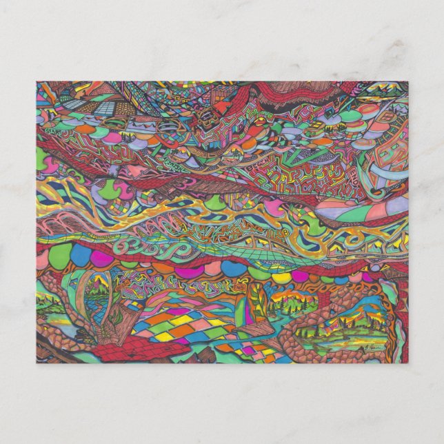 Cartão Postal Cenário Colorido Em Mazes (Frente)