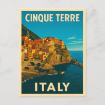 Cenário de Cinque Terre de Viagens vintage Retro I